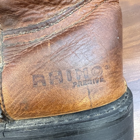 Men's Rhino Western Work Cowboy Pull On Brown Leather Boots Size 10.5 M - Picture 7 of 12